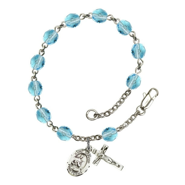 Gerard Majella Center Gift Boxed Silver Finish St St and 1 5/8 x 1 inch Crucifix Gerard Majella Rosary with 6mm Zircon Color Fire Polished Beads Gerard Majella Center Gift Boxed Silver Finish St St and 1 5/8 x 1 inch Crucifix Gerard Majella Rosary with 6mm Zircon Color Fire Polished Beads